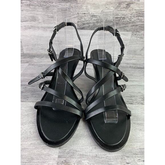 Sigerson Morrison Womens Black Strappy Wedge Sandals Size 8.5 - Picture 3 of 8